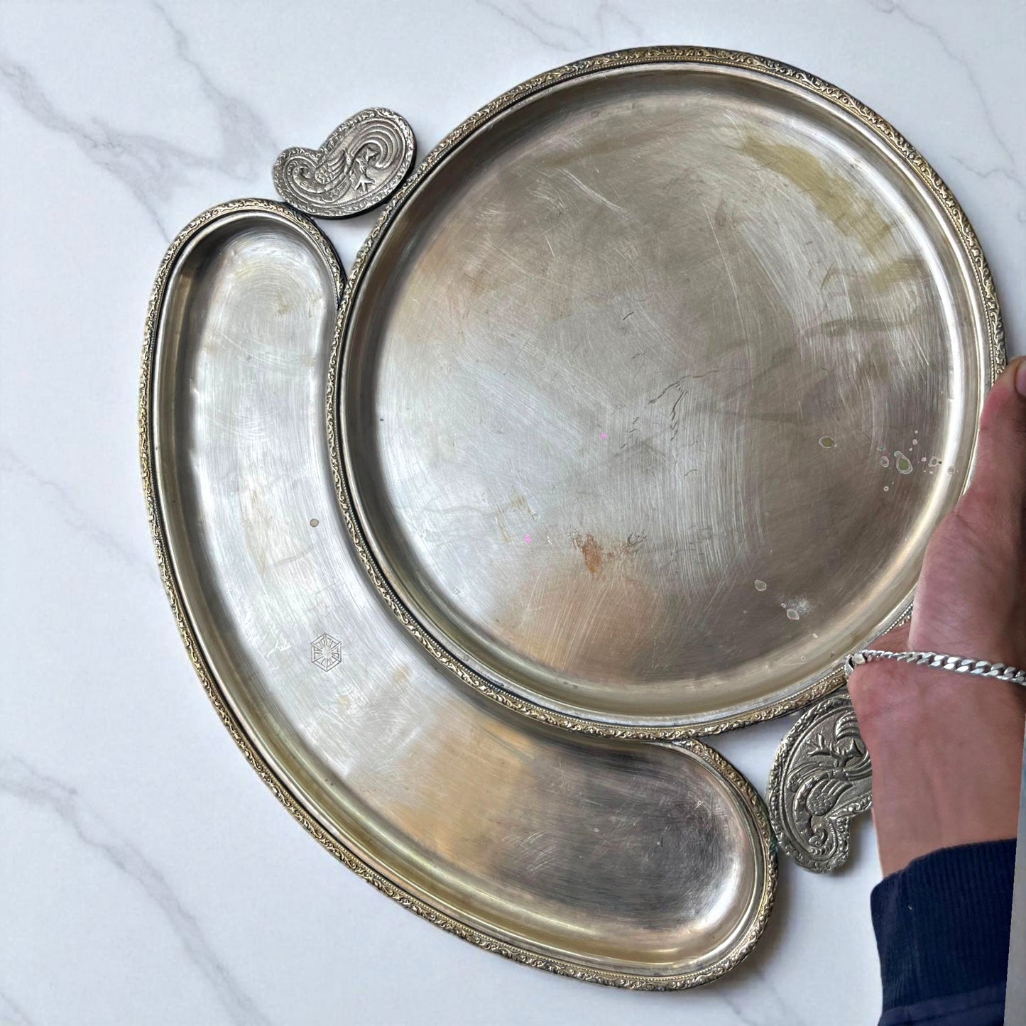 Antique Brass Serving Thali | Pital Traditional Dining Plate
