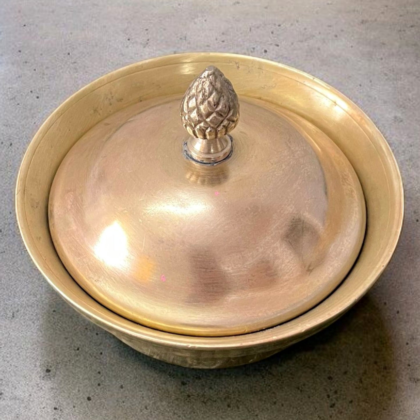 Antique Brass Bowl with Lid | Pital Traditional Storage Item