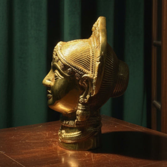 1987 Antique Brass Mukut | Traditional Decorative Artifact