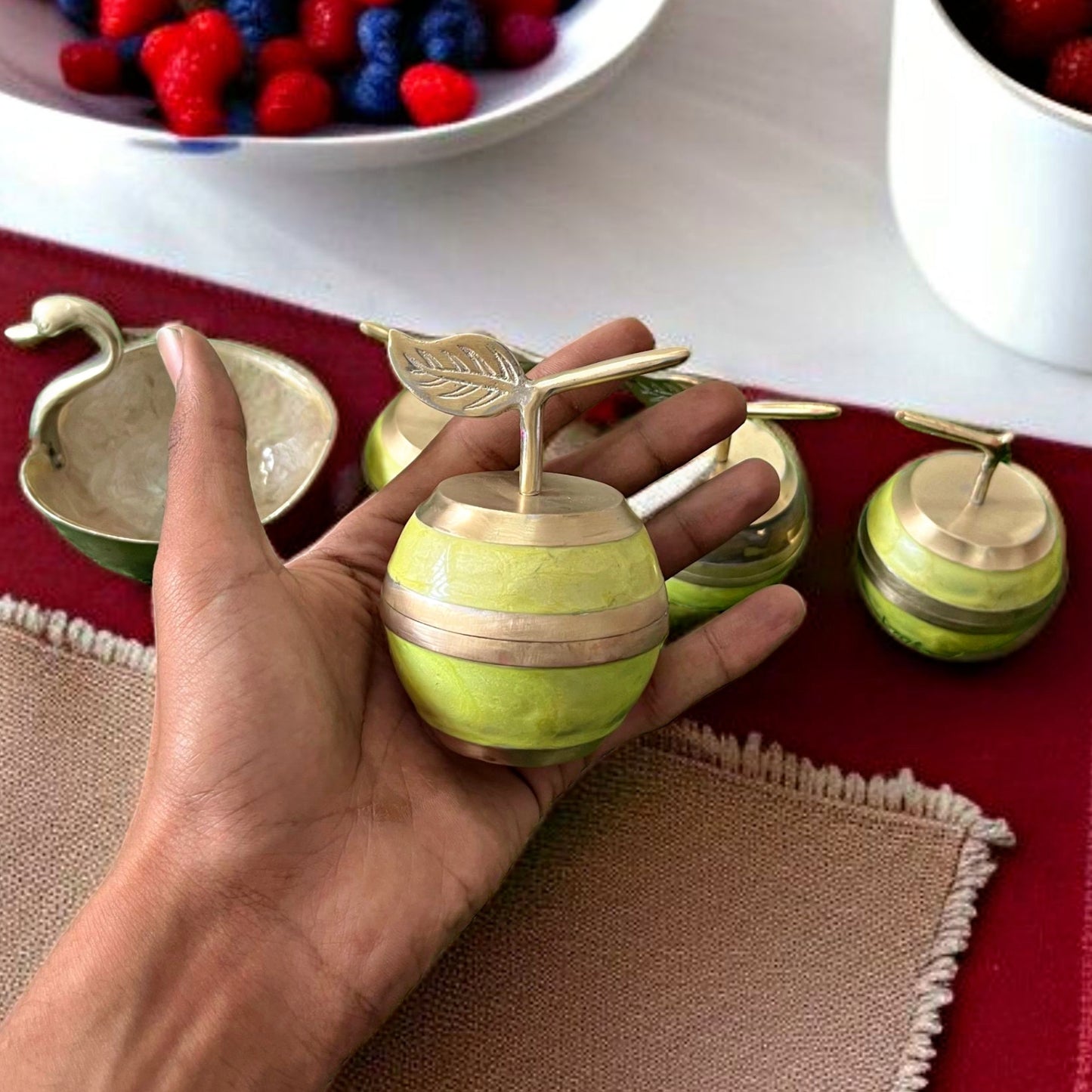 Brass Swan Trinket Set | Antique Pital Bowls for Styling or Gifting