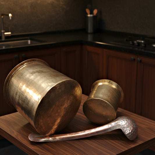 1970 Antique Brass Long-Shape Cooking Bowls | Traditional Kitchen & Dining Set of 2