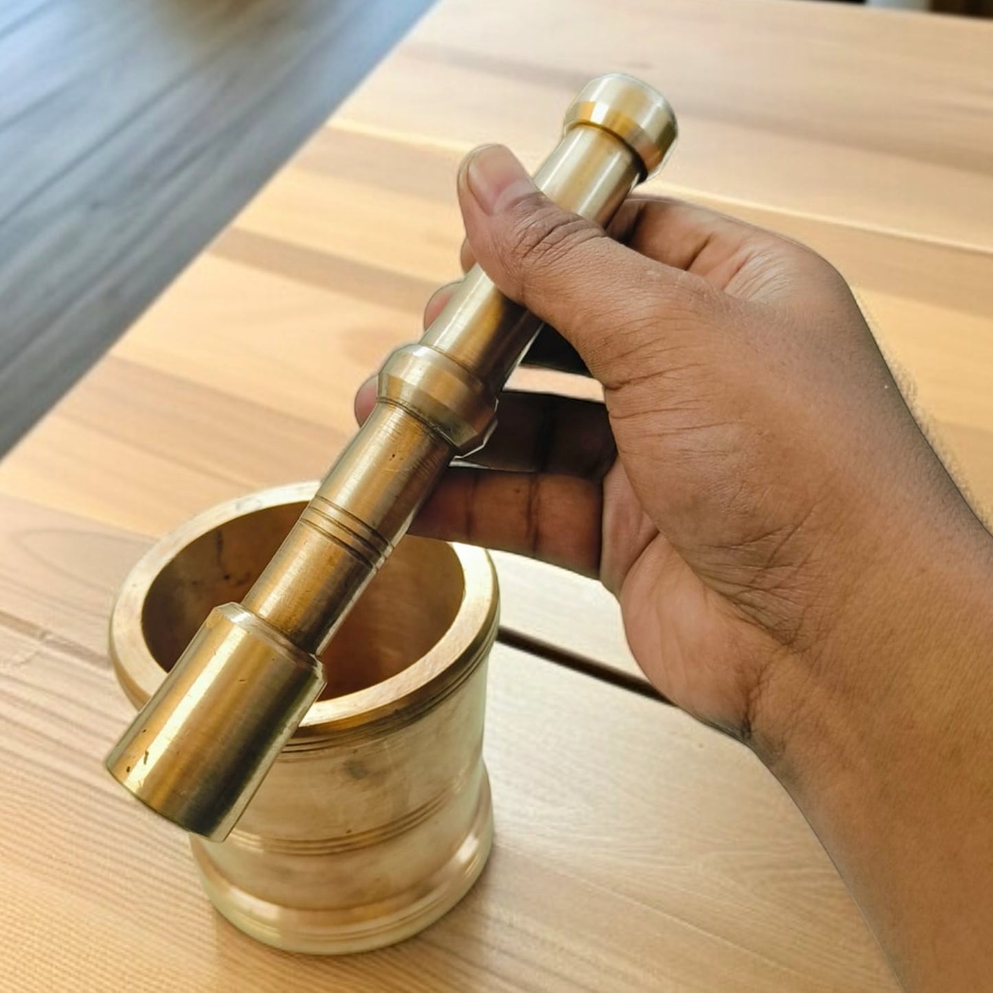 Antique Brass Khalbatta | Traditional Morter & Pestle | Hamam Dasta Heavy and big