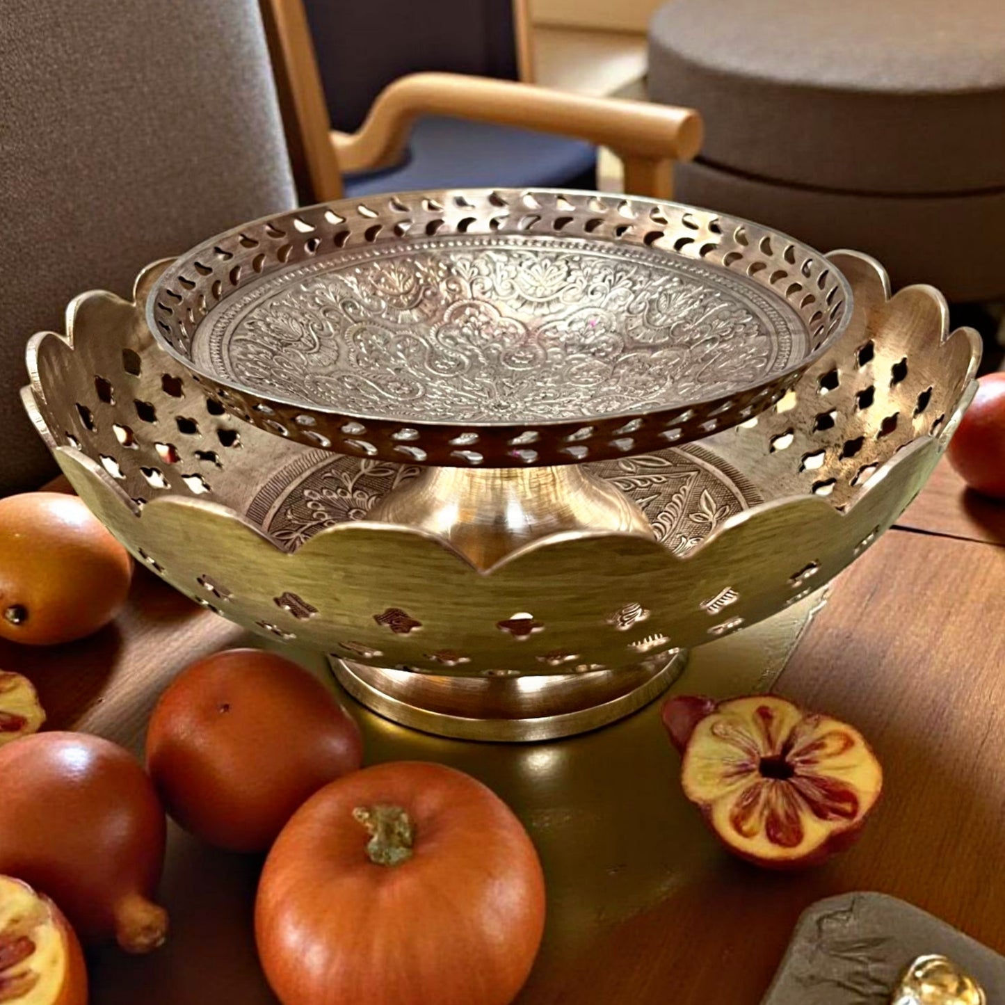 Antique Brass Serving Bowl in Pair | Traditional Tableware & Home Décor