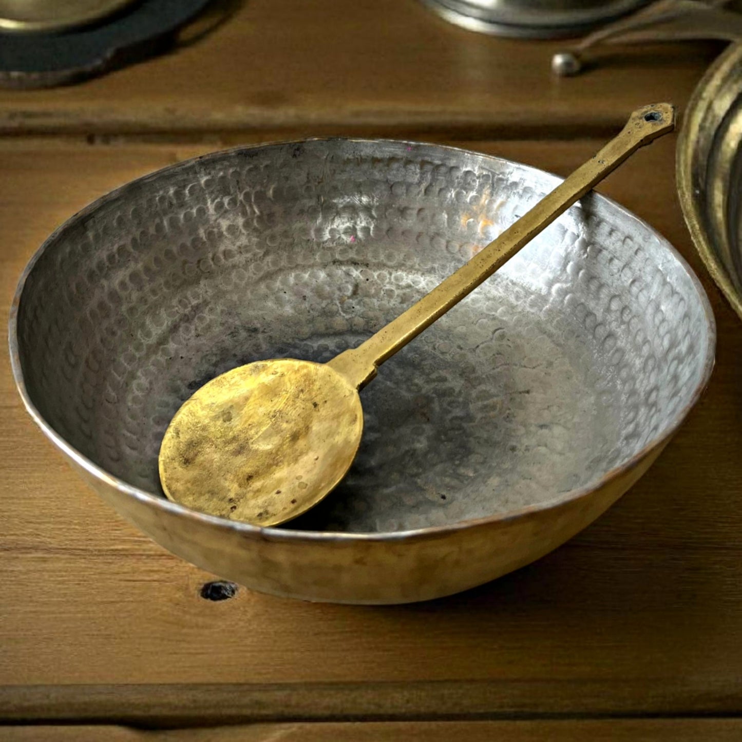 Antique Brass Kadai with Ladle | Traditional Kitchen & Dining Utensil