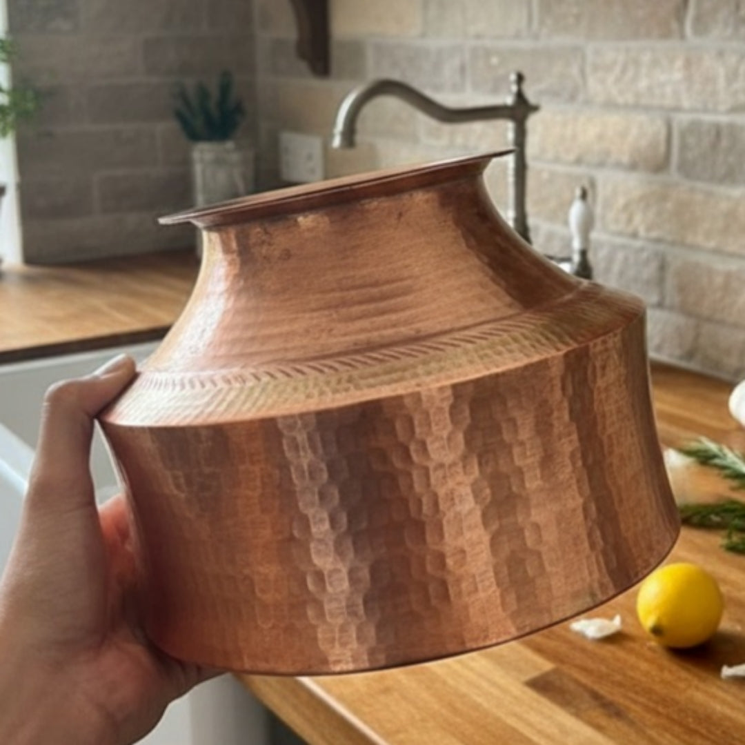 1985 Antique Copper Cooking Pot with Lid | Large Copper Kitchen Vessel