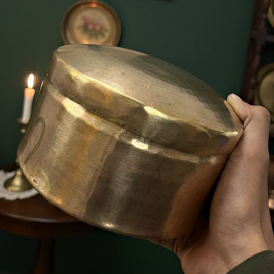1980 Antique Brass Storage Box | Traditional Utility & Decor Piece