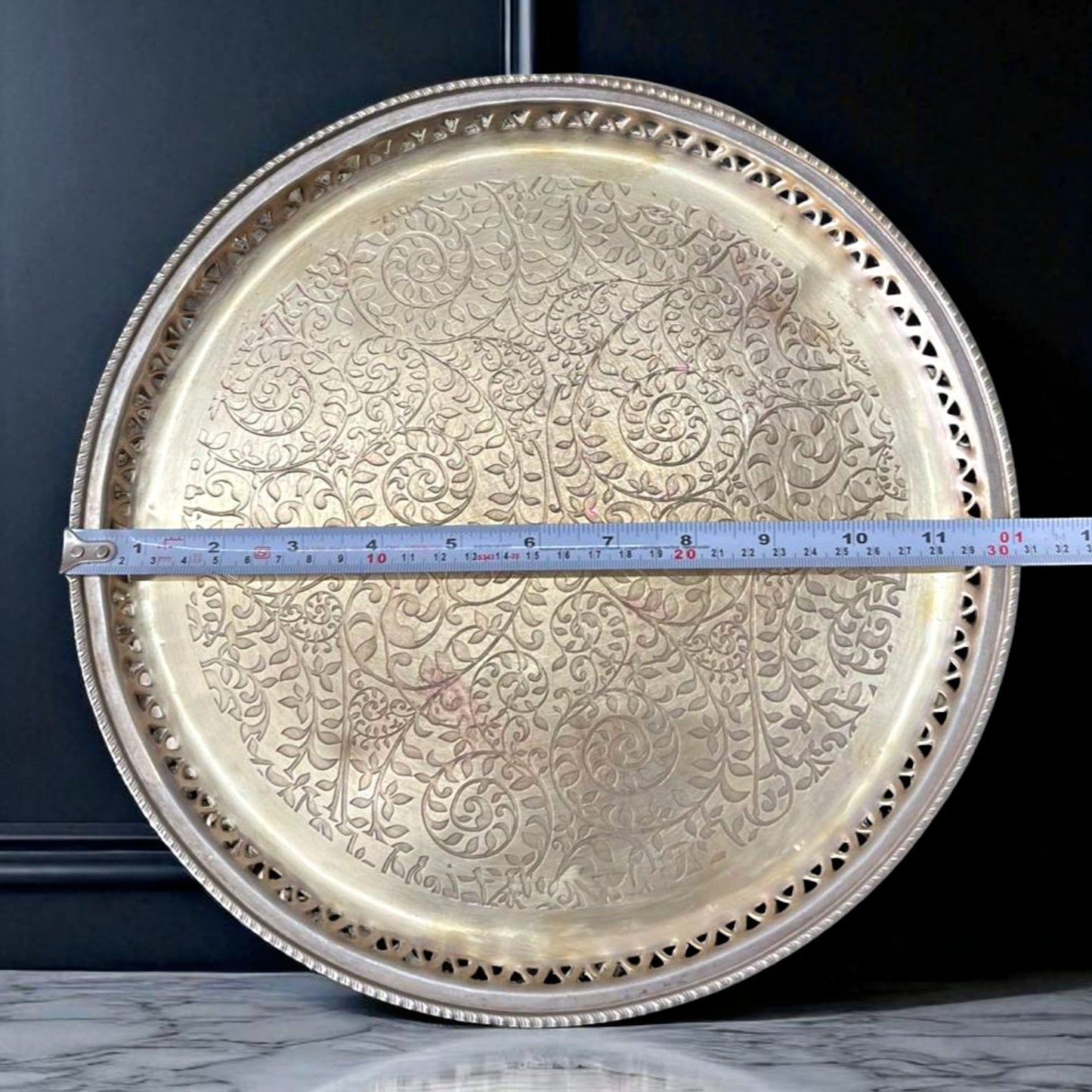 Antique Brass Plate Pair | Traditional Pital Thali with Ornated Border