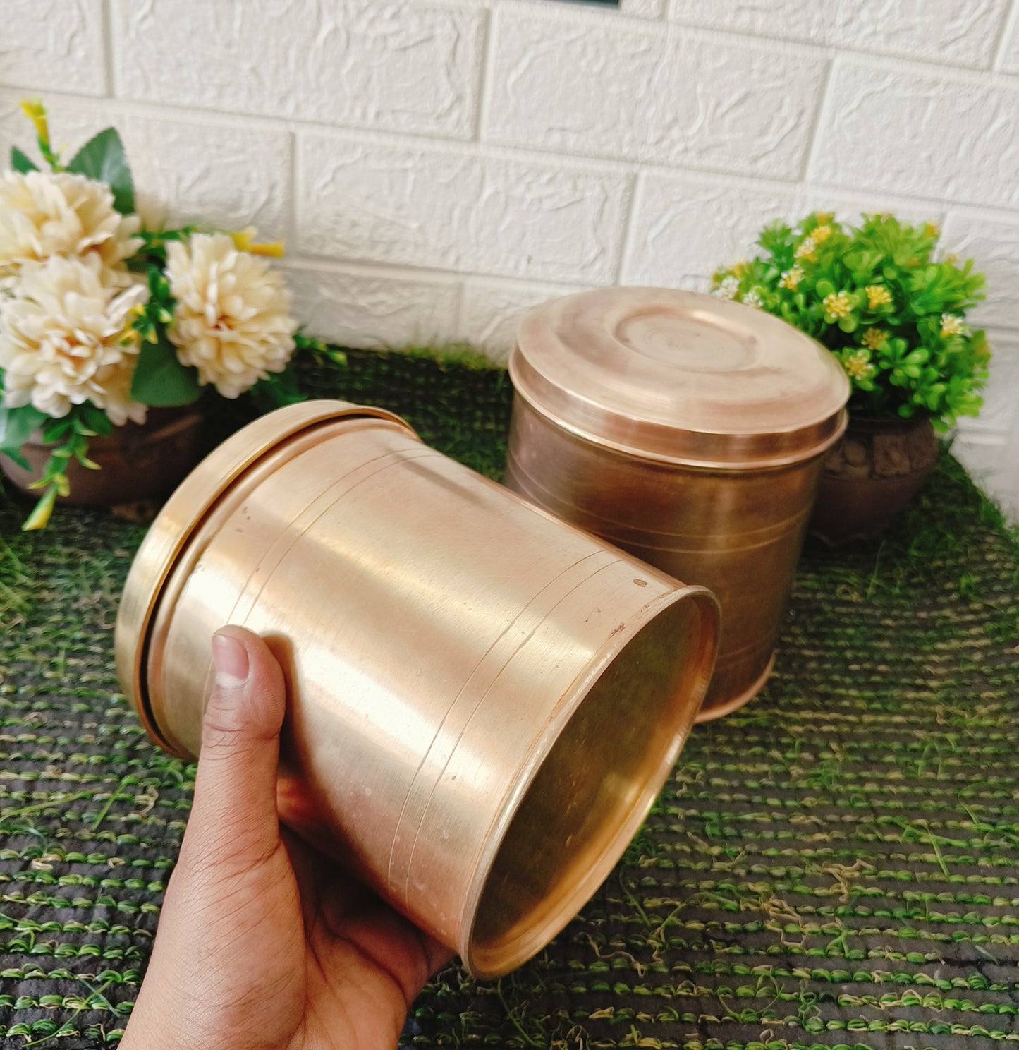 Antique Brass storage Box in pair