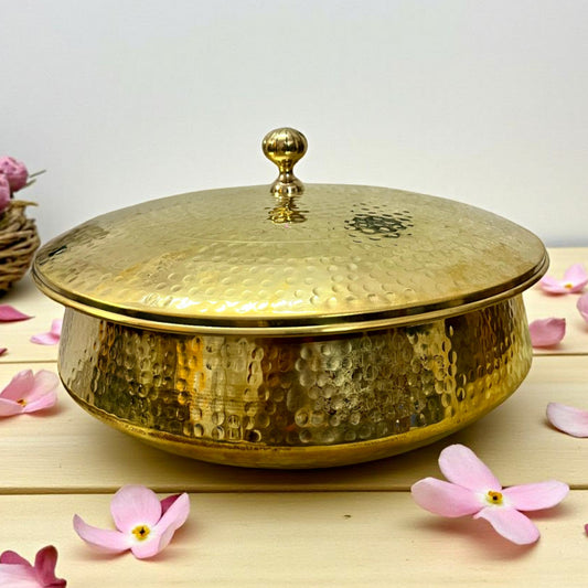 3L Brand New Brass Cooking Deg / Biryani Deg with Tinning & Lid | Traditional Indian Cookware