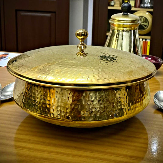 5L Brand New Brass Cooking Deg / Biryani Deg with Tinning & Lid | Traditional Kitchen Cookware
