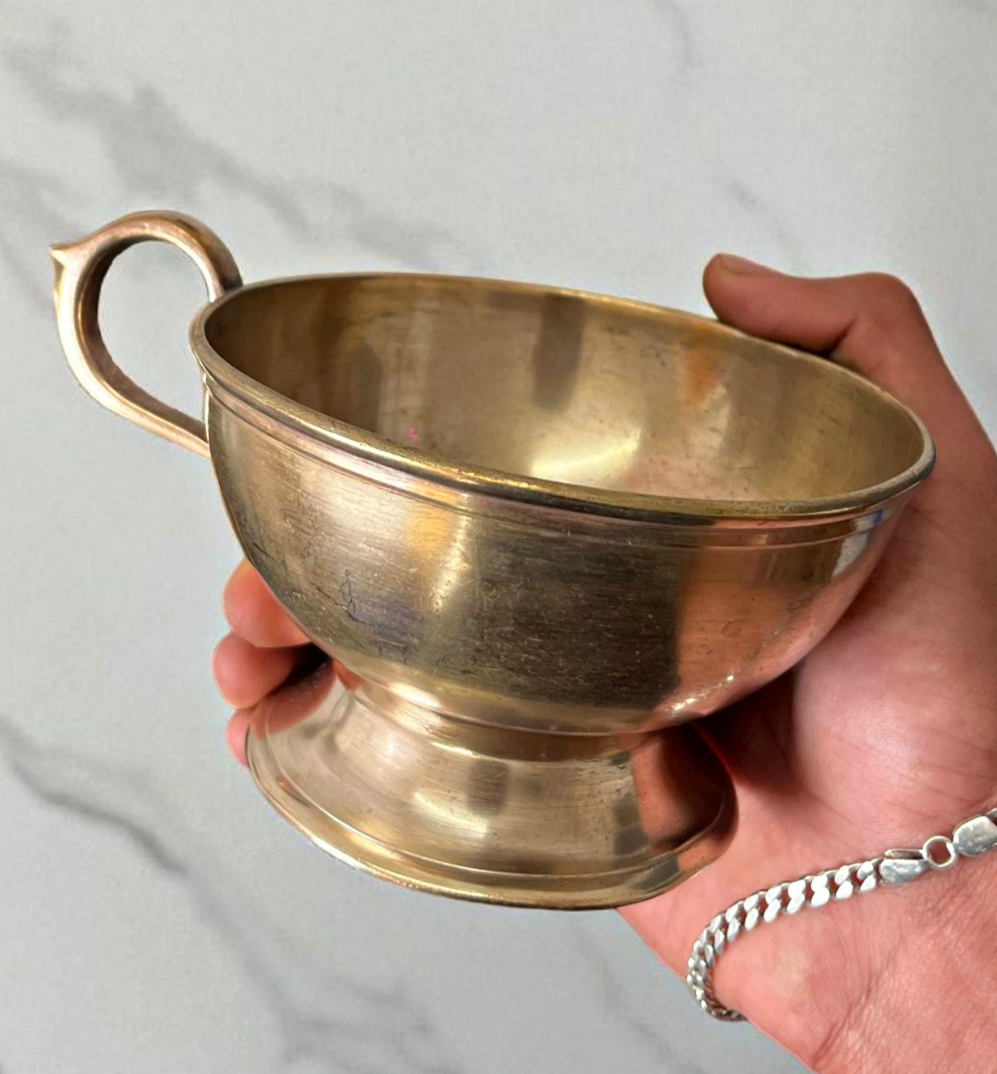 Antique Brass Ice Cream Cups with Spoons | Pital Traditional Dessert Set