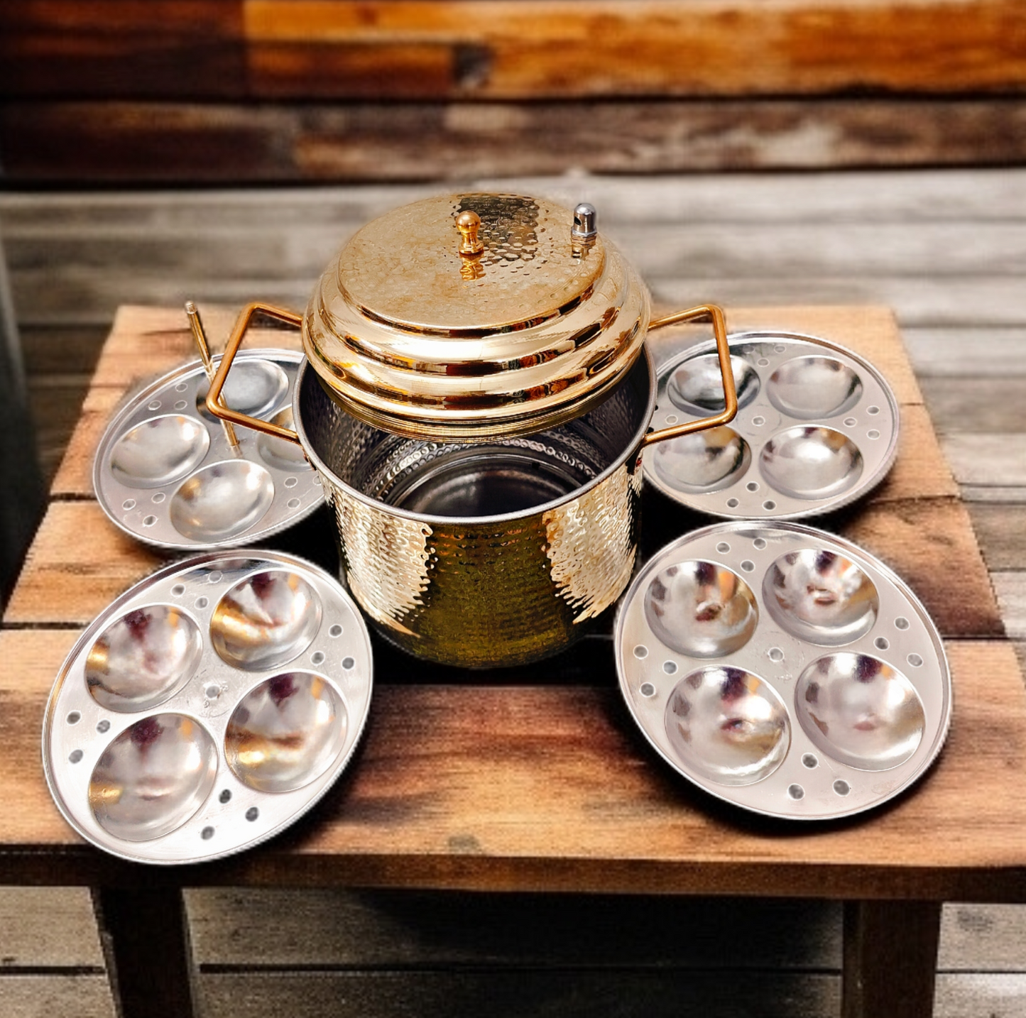 Brand New Brass Idli Maker with 16 Pits | Bombay Antiques Manufactured| Pital Idly Cooker with Tinned Brass Plates