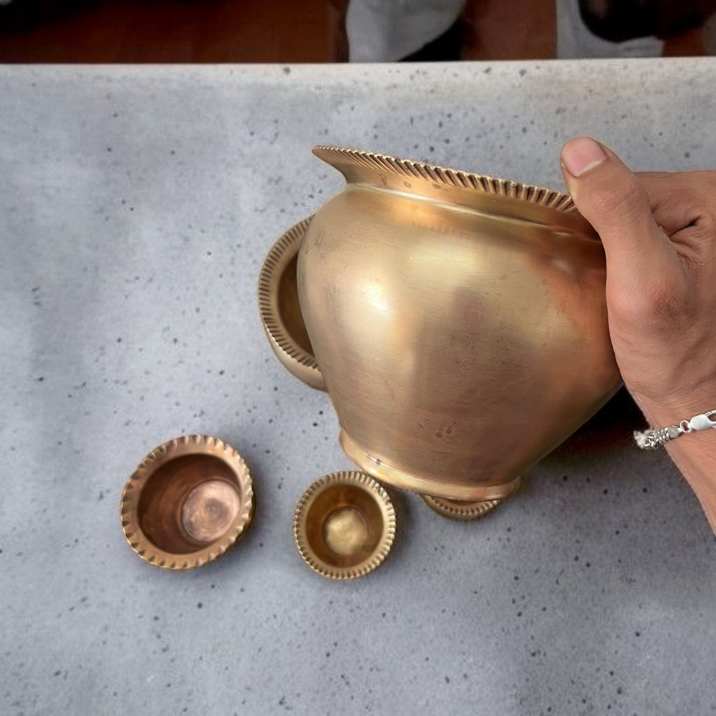 Antique Brass Planter Set | Traditional Garden & Decor Pots