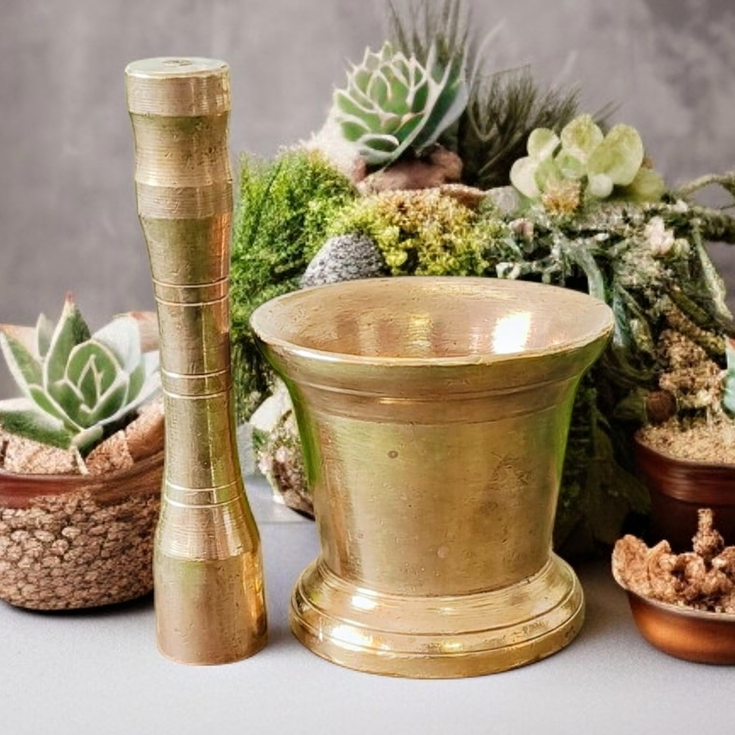 Antique Brass Khalbatta | Heirloom Utility | Traditional Kitchenware | Pital Morter & Pestle