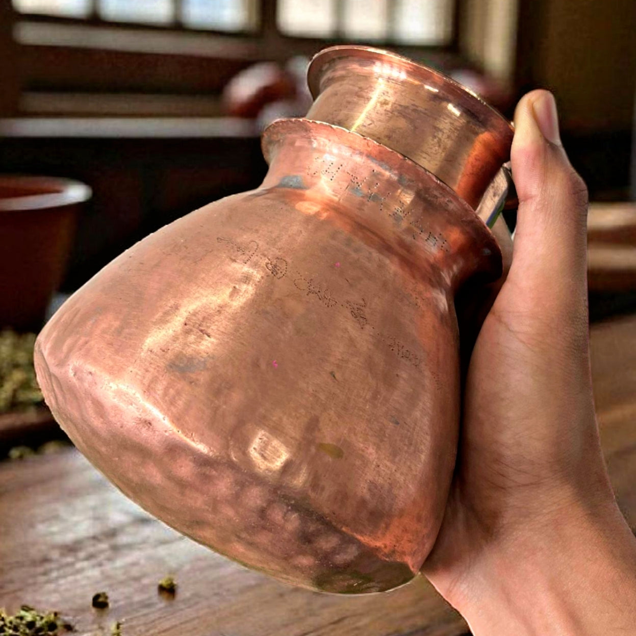 Antique Copper Kalash with Pyala | Traditional Copper Decor & Utility Set
