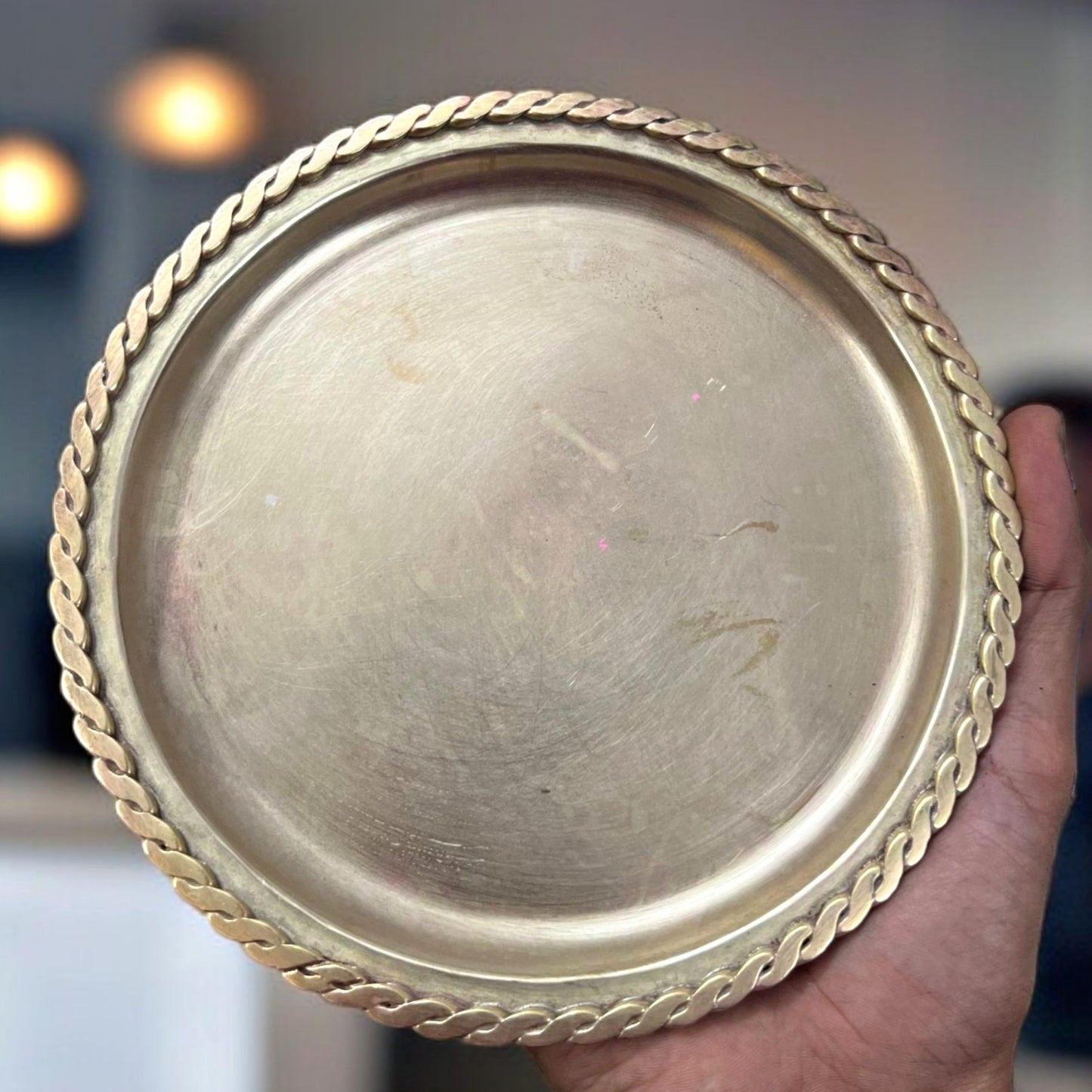Antique Brass Tray and Plate Set of 3 | Pital Traditional Tableware