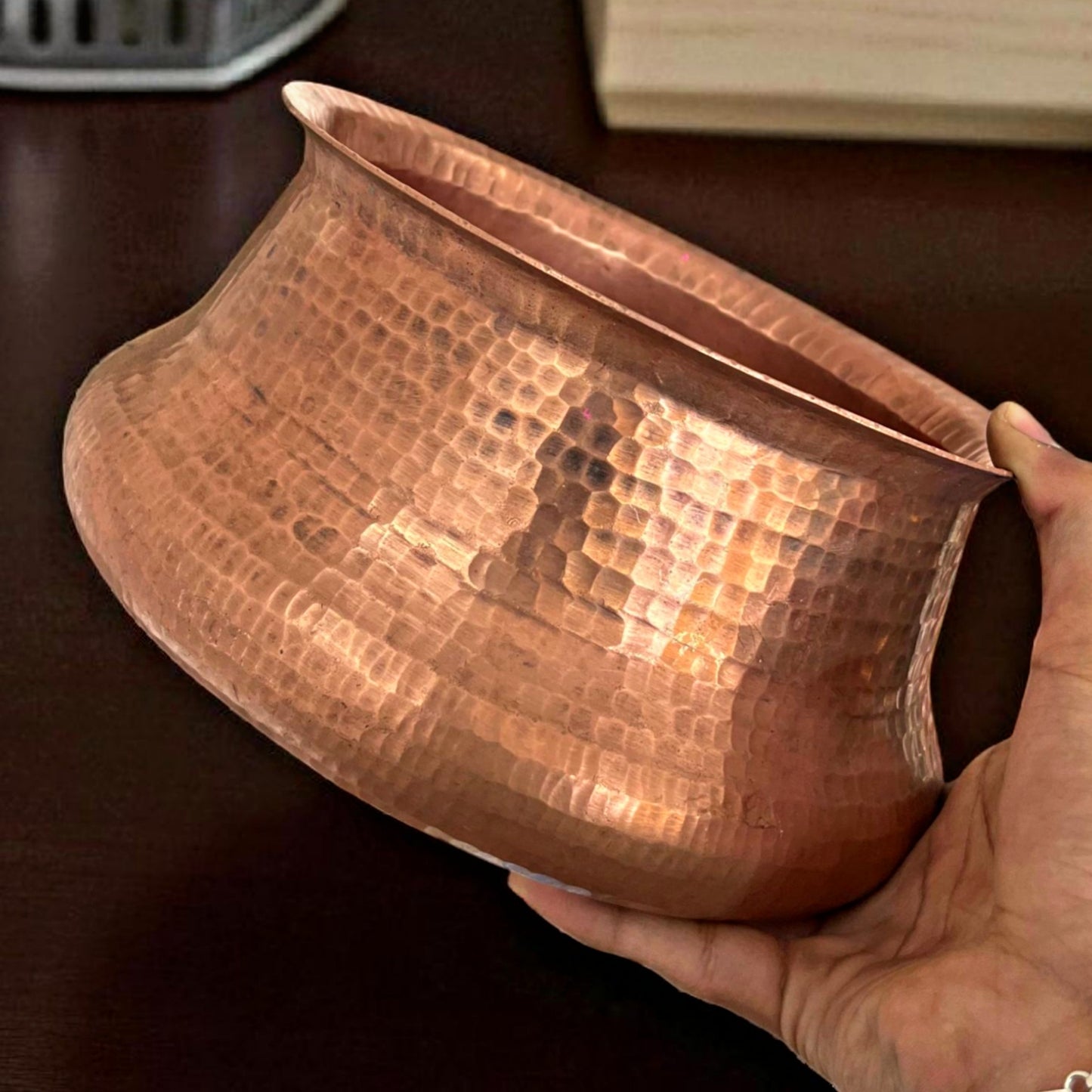 Antique Copper Deg with Lid & Ladle | Traditional Cooking & Storage Vessel