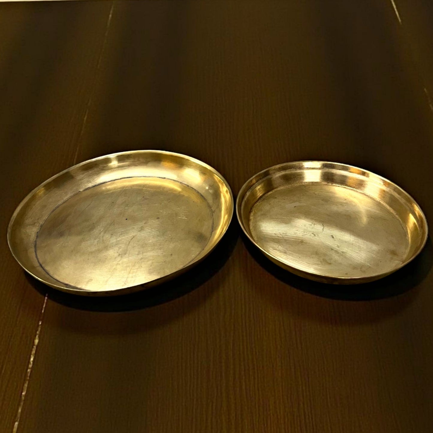 Antique Brass Plate in Pair | Traditional Serving & Décor Accent