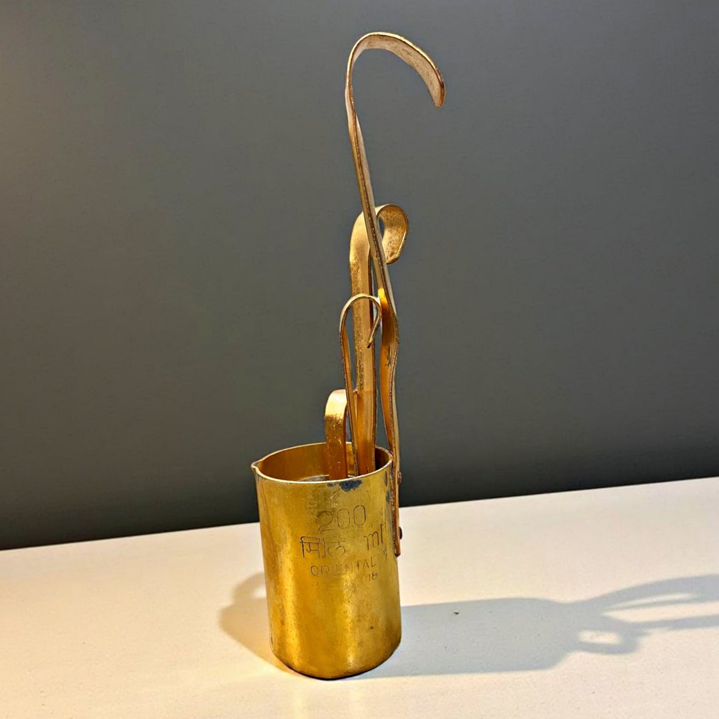 Antique Brass Milk Measurements Set | Traditional Kitchenware & Collectible