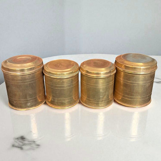 Antique Brass Dabba Set of 4 | Pital Traditional Storage Boxes