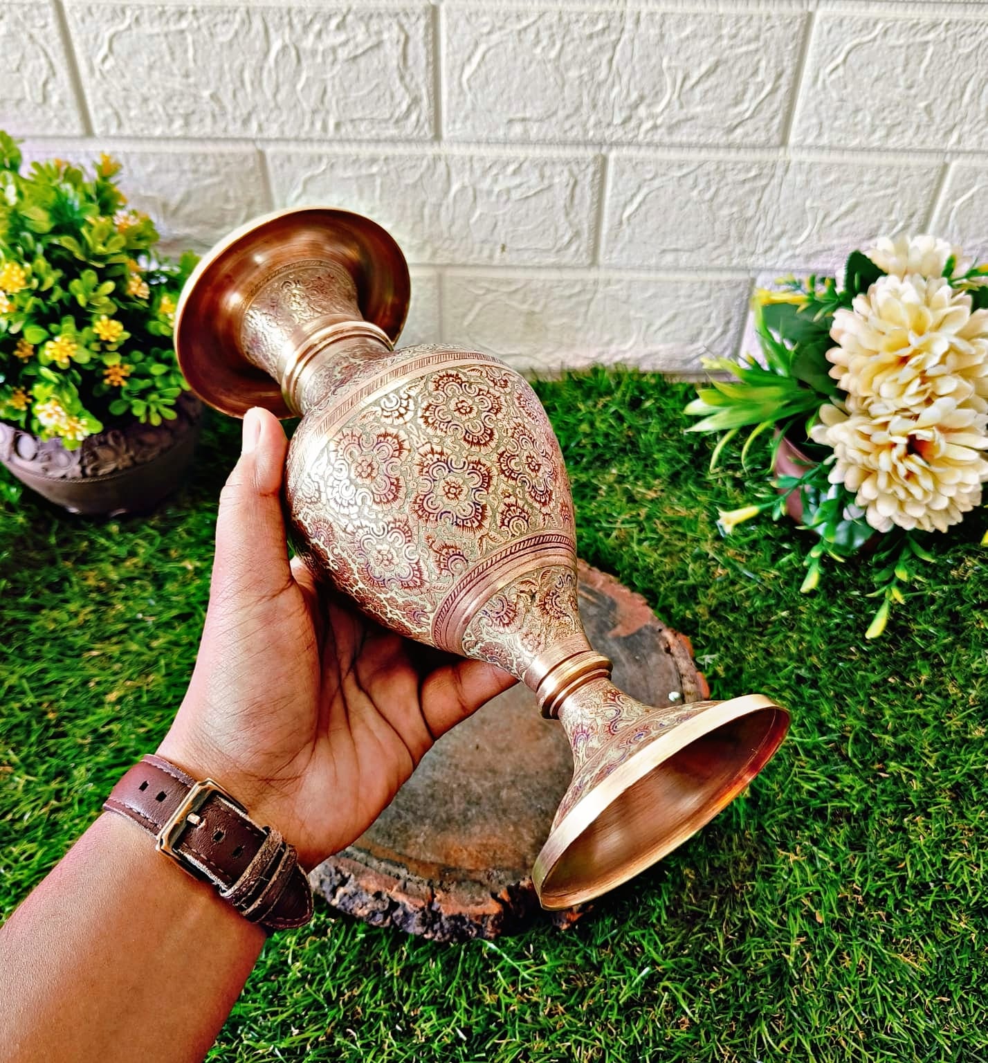 Antique Beautiful Vintage Brass Flower Vase