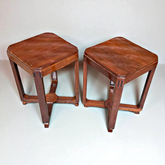 Art-Decor Teakwood Side-Table Pair | Traditional Wooden Furniture