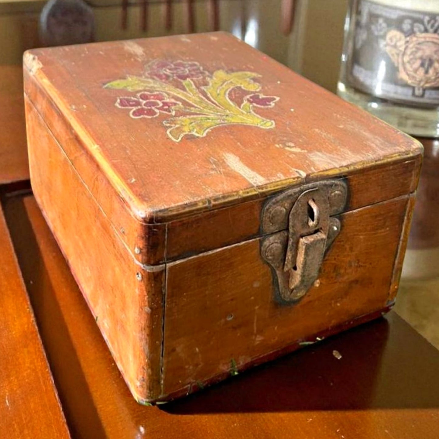 1970 Antique Teak Wood Makeup Box | Traditional Storage & Décor Piece