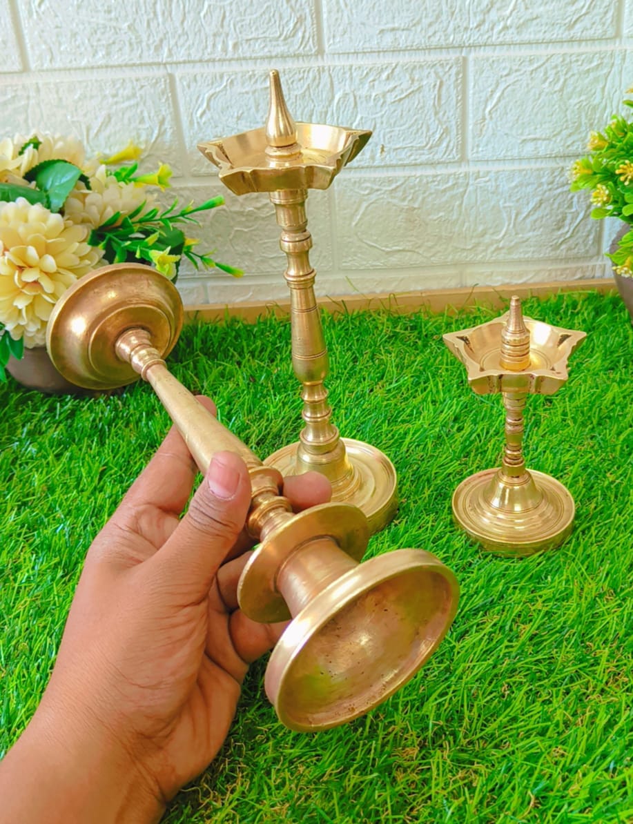 Antique Brass Samay Set of 3 - Oil Lamps