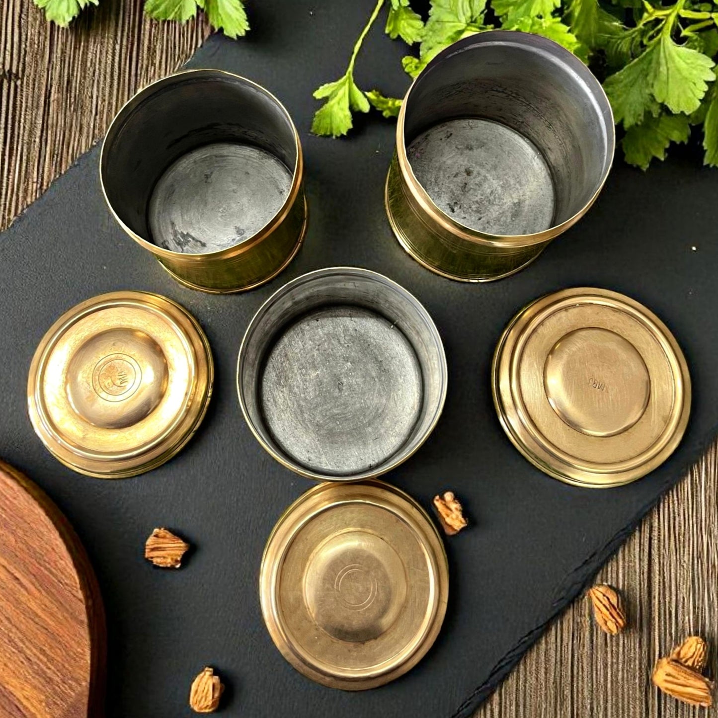Antique Brass Storage Set of 3 | Traditional Kitchen & Décor Collection - Bombay Antiques
