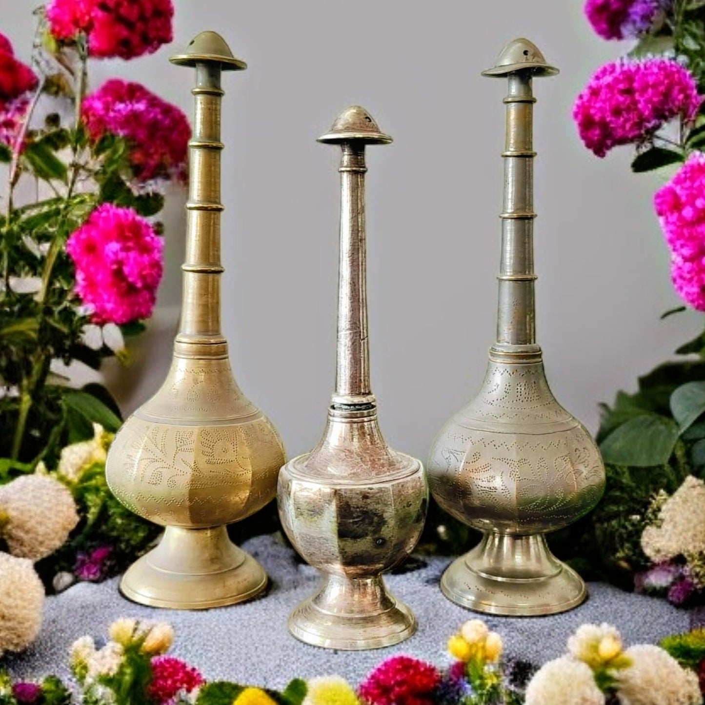 Antique Brass Sprinkler Set of 3 | Elegant Utility | Collectible Décor