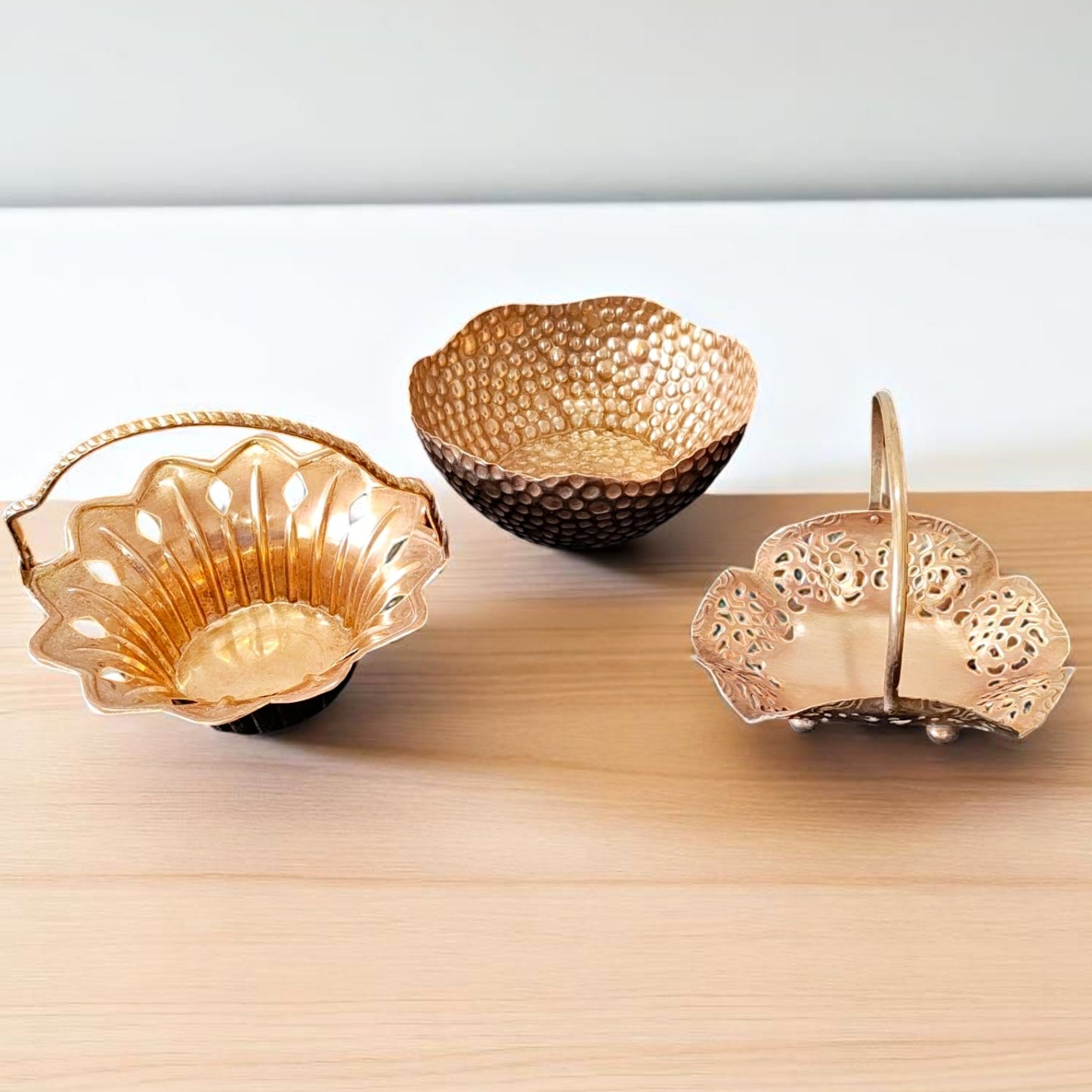 Antique Brass Bowl & Serving Basket | Pital Traditional Dining Utility