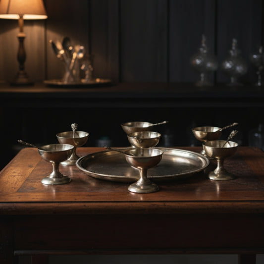 1979 Antique Brass Dessert Set | Traditional Serveware Collection