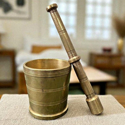 Antique Brass Khalbatta | Pital Traditional Grinding Tool