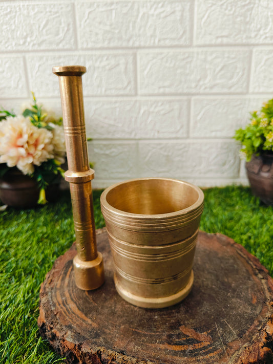 Vintage Brass Khalbatta | Traditional Morter & Pestle | Kitchen Essentials - Bombay Antiques