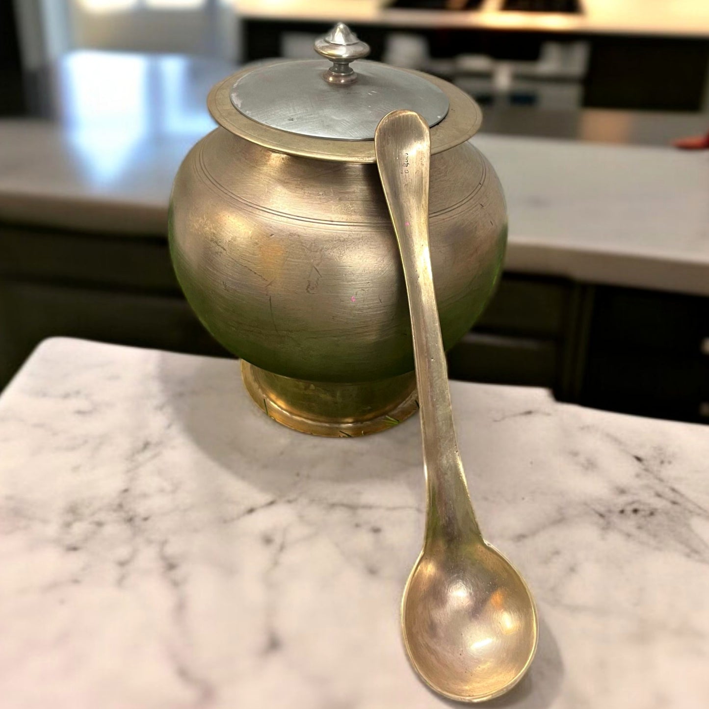 Antique Bronze Cooking Bowl with Lid & Ladle | Traditional Patila Handi
