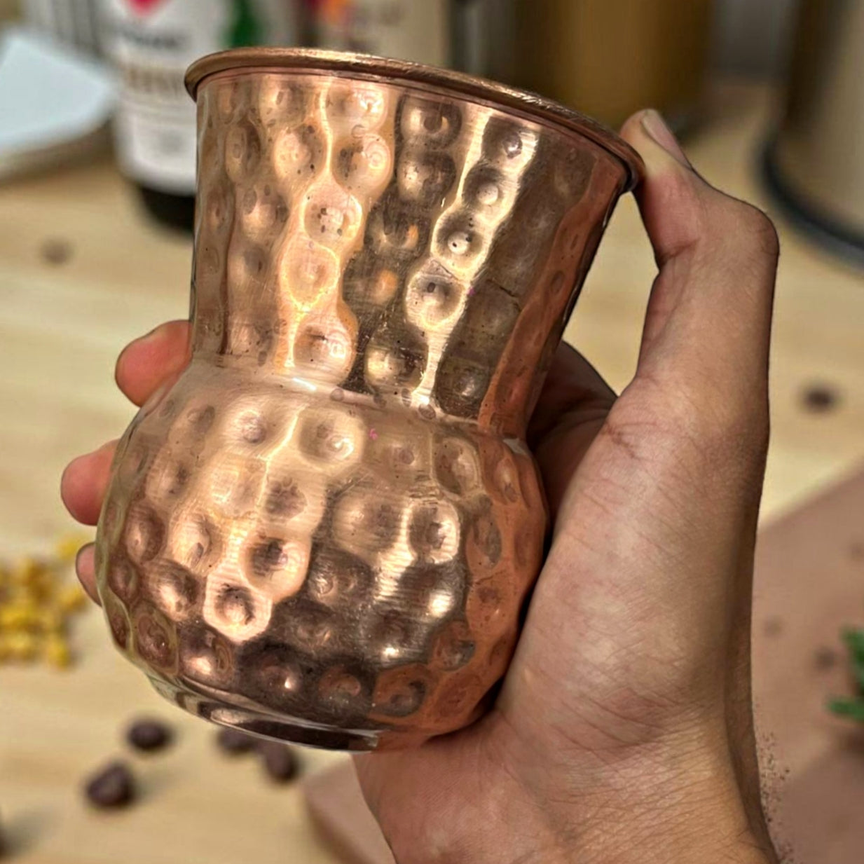 Antique Copper Jug with Glasses | Traditional Drinkware & Decor