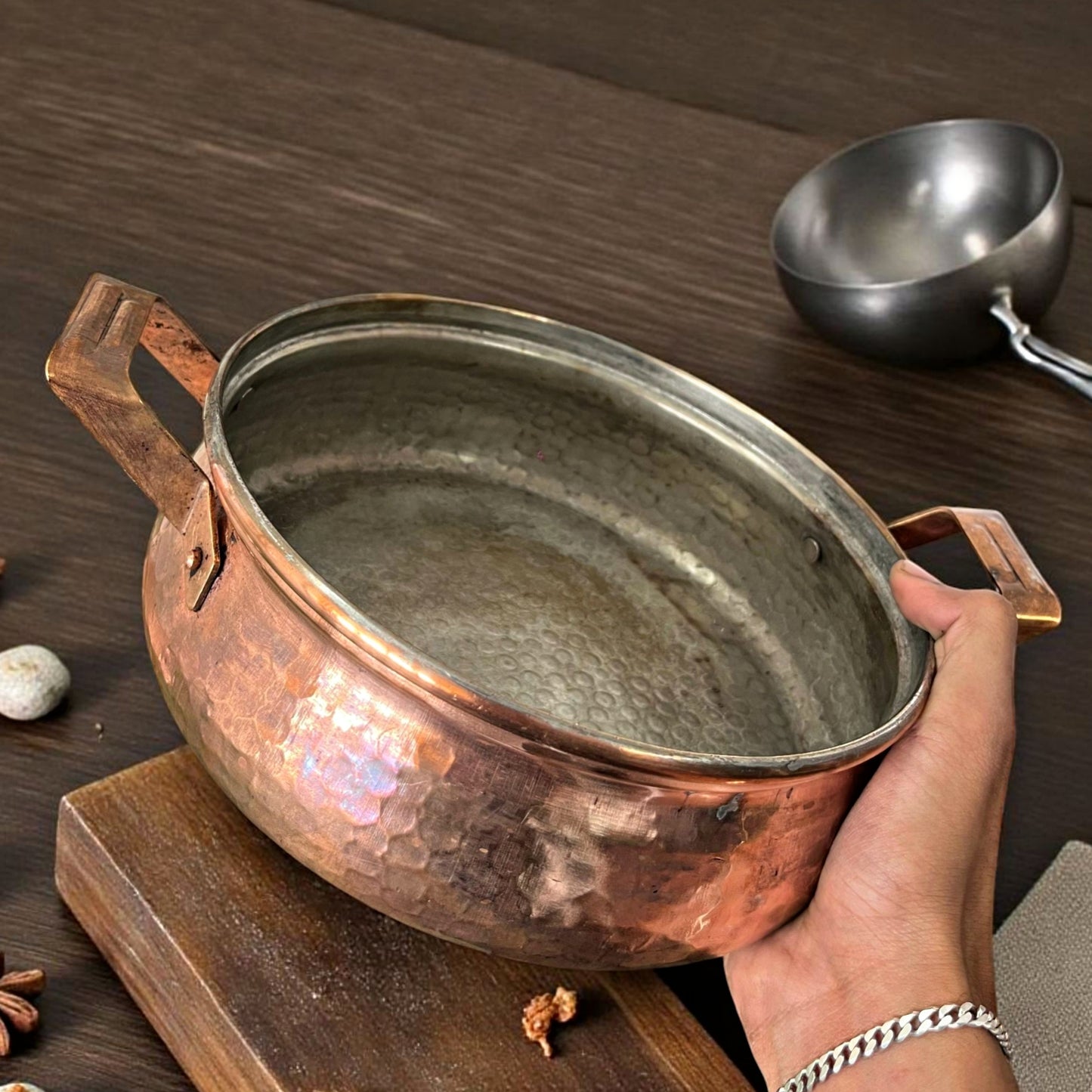 1980 Antique Copper Deg with Spoon & Lid | Traditional Kitchen & Dining Décor