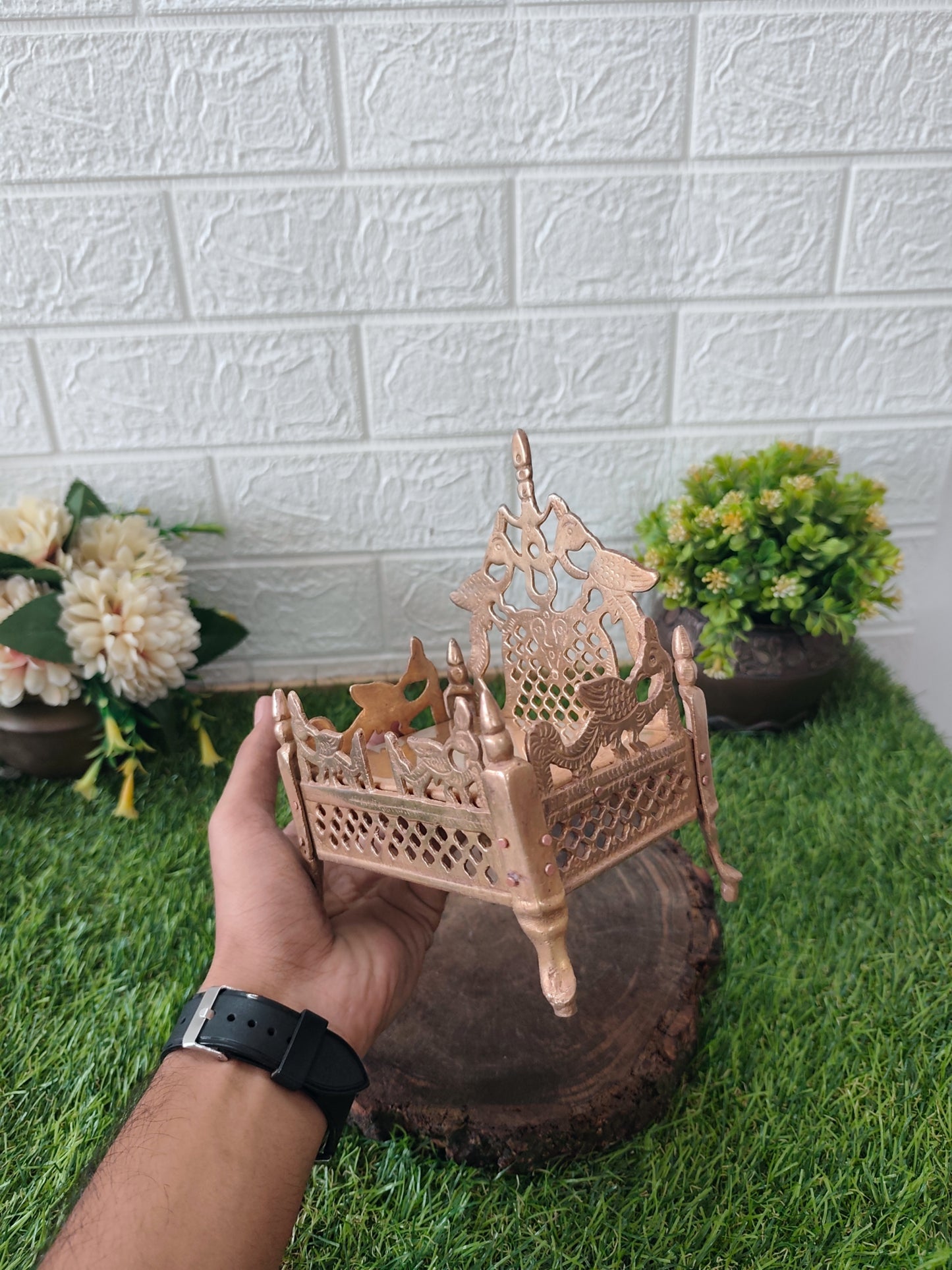 Antique Brass Singhasan - Bombay Antiques