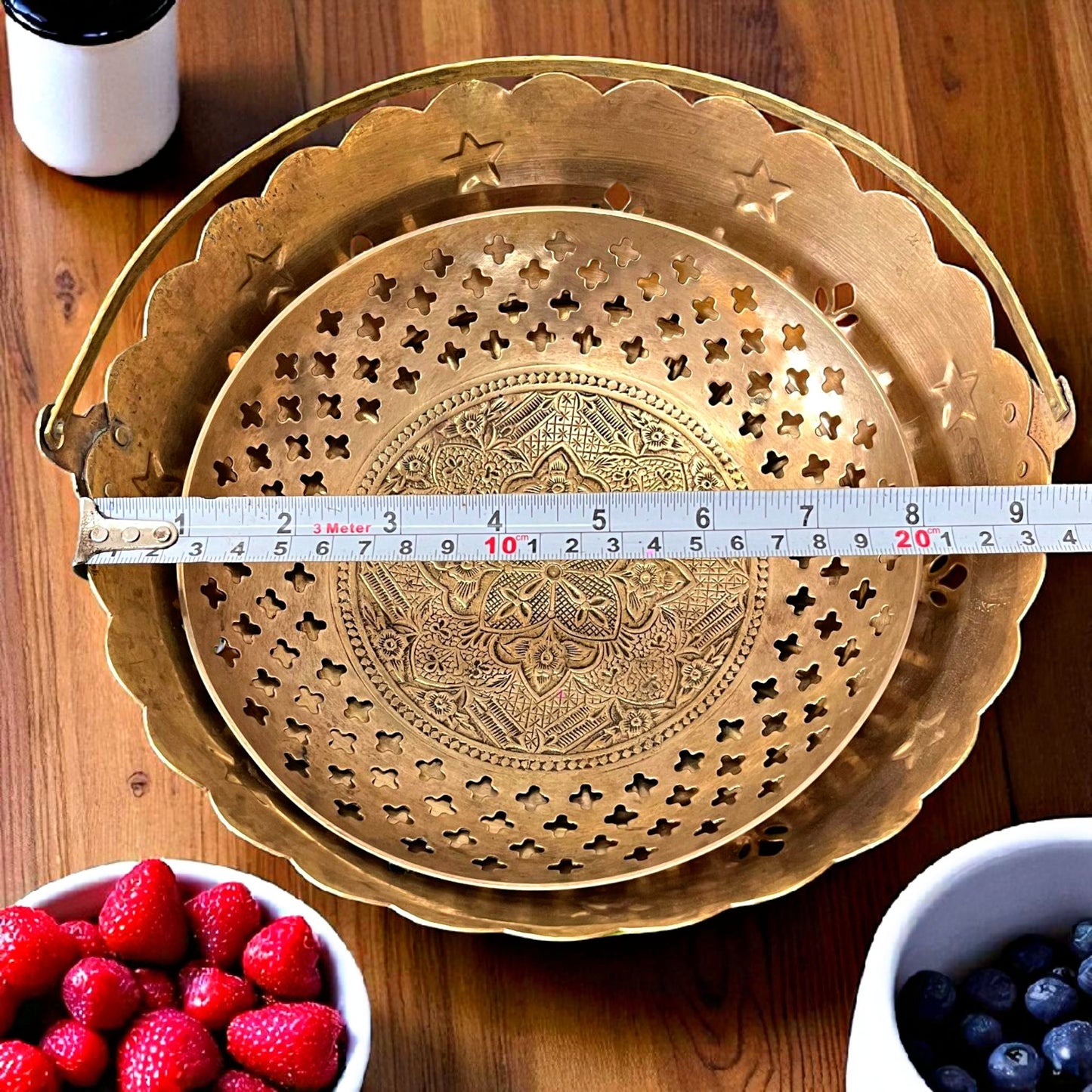 Antique Brass Fruit Basket and Plate | Pital Traditional Tableware