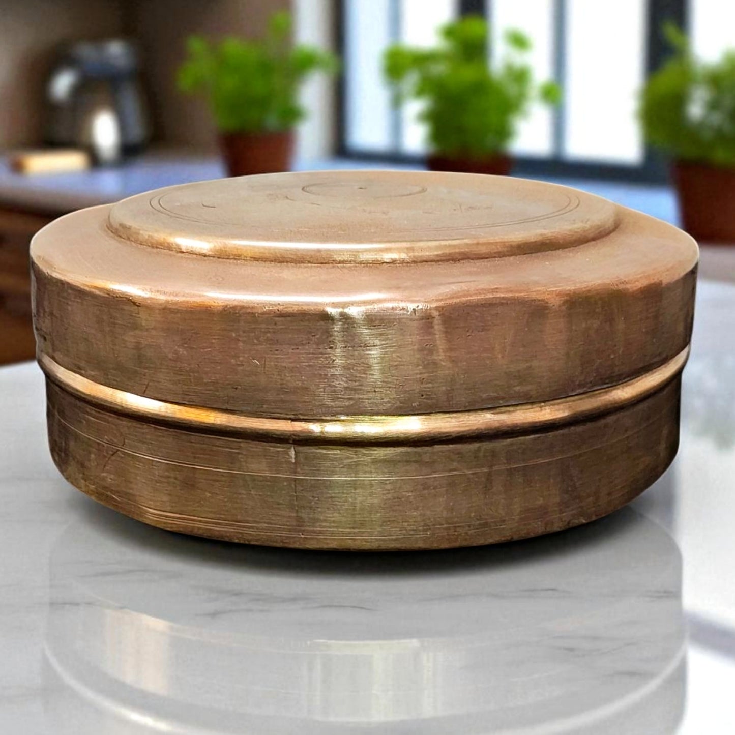 Antique Brass Storage Box | Pital Traditional Chapati Dabba