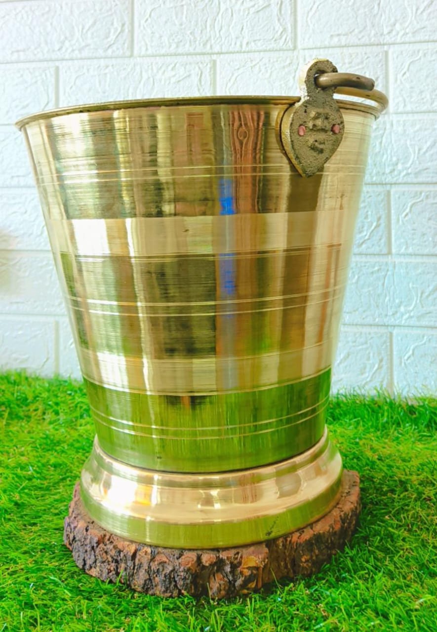 New Brass Bucket in Vintage Style - 10 litres Baltee