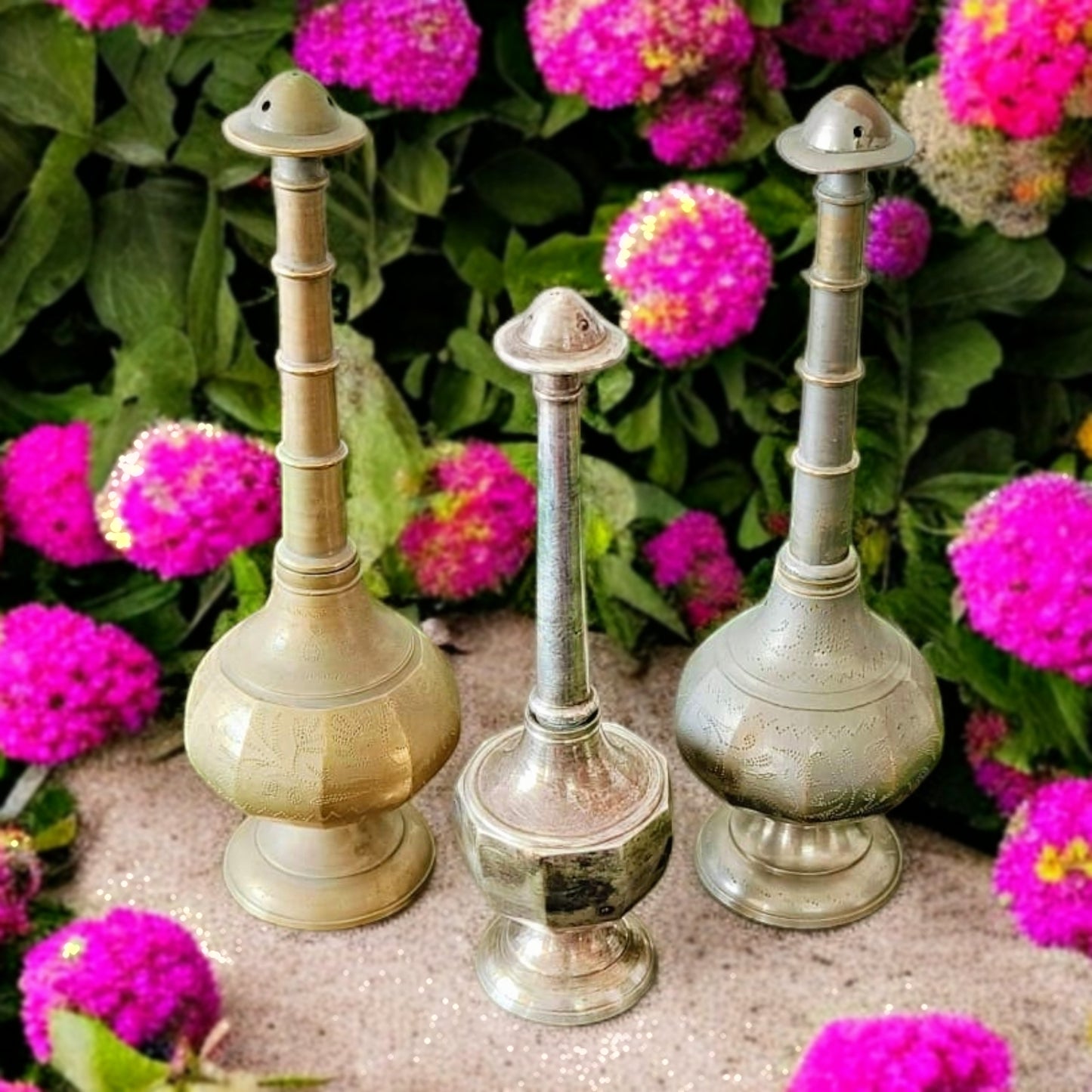 Antique Brass Sprinkler Set of 3 | Elegant Utility | Collectible Décor