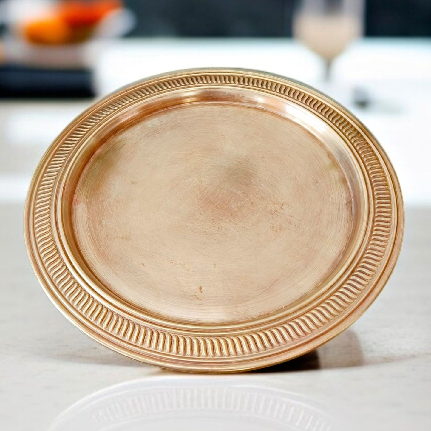 Antique Brass Thal – Set of 2 | Rustic Elegance | Traditional Dining & Décor