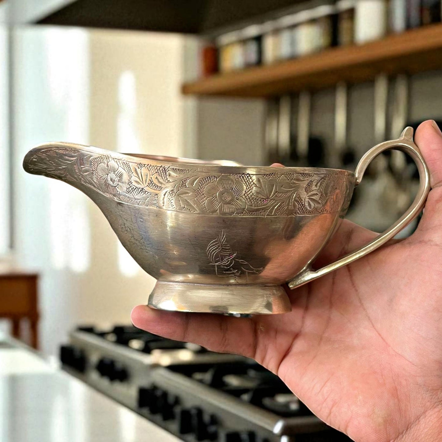 Antique Brass Gravy Boats in Pair from AI | Pital Traditional Serving Vessels
