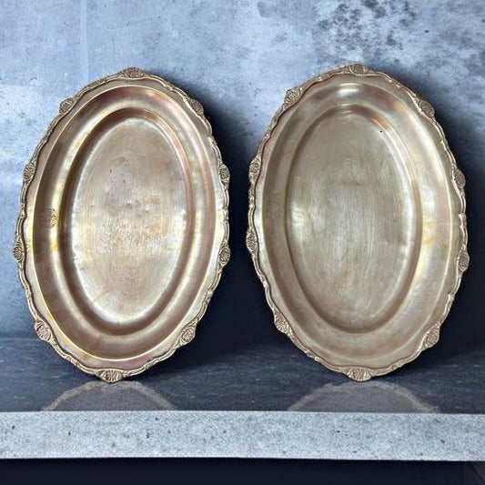 Antique Brass Serving Tray Pair | Pital Traditional Dining Display