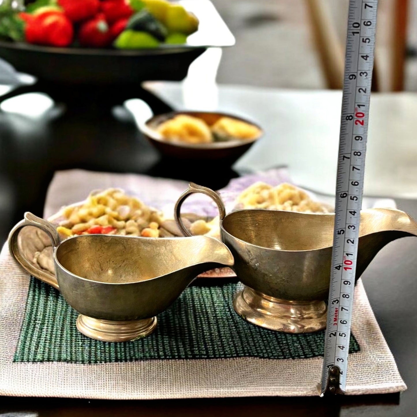 Antique Brass Gravy Boats Pair | Pital Traditional Serving Vessels