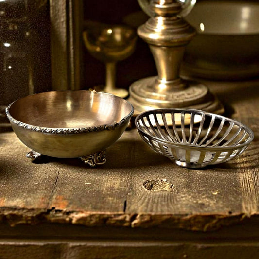 Antique Brass Serving Bowls in Pair | Traditional Kitchen & Dining Décor