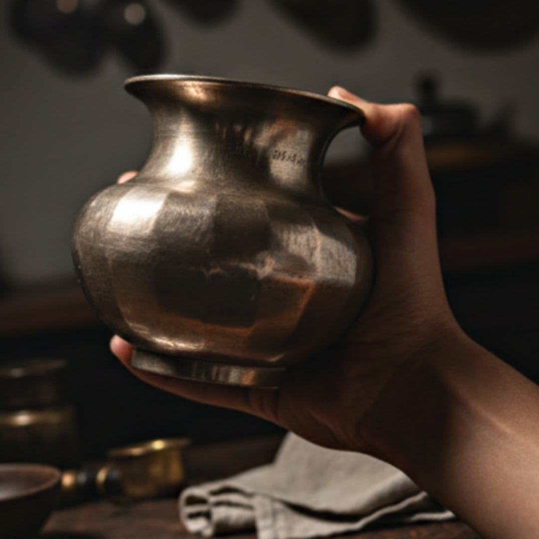 Antique Bronze Kalash with Pyala | Traditional Serving & Decor Set