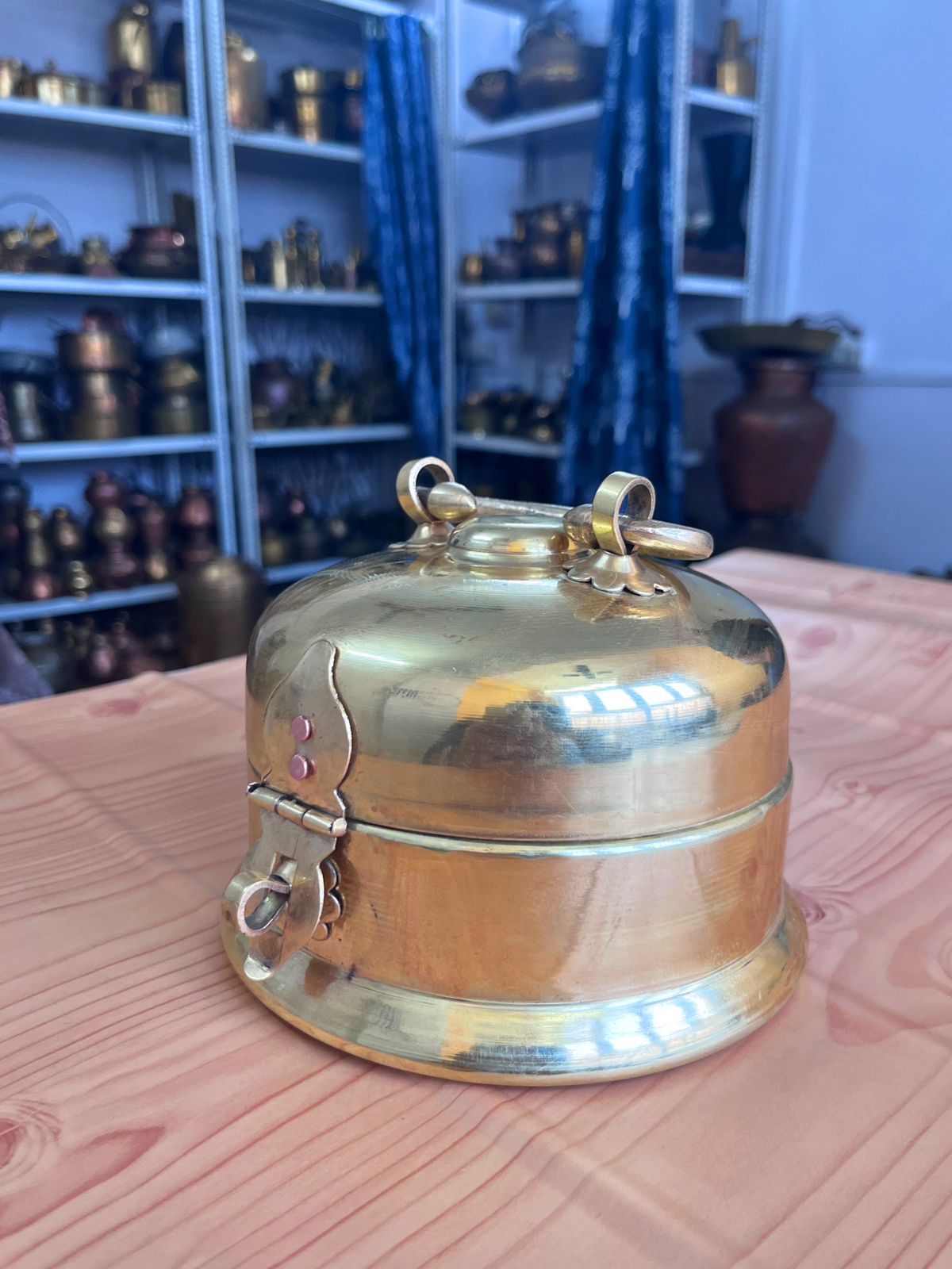 Vintage Brass Betel Nut Box - Pan Dabba - Bombay Antiques