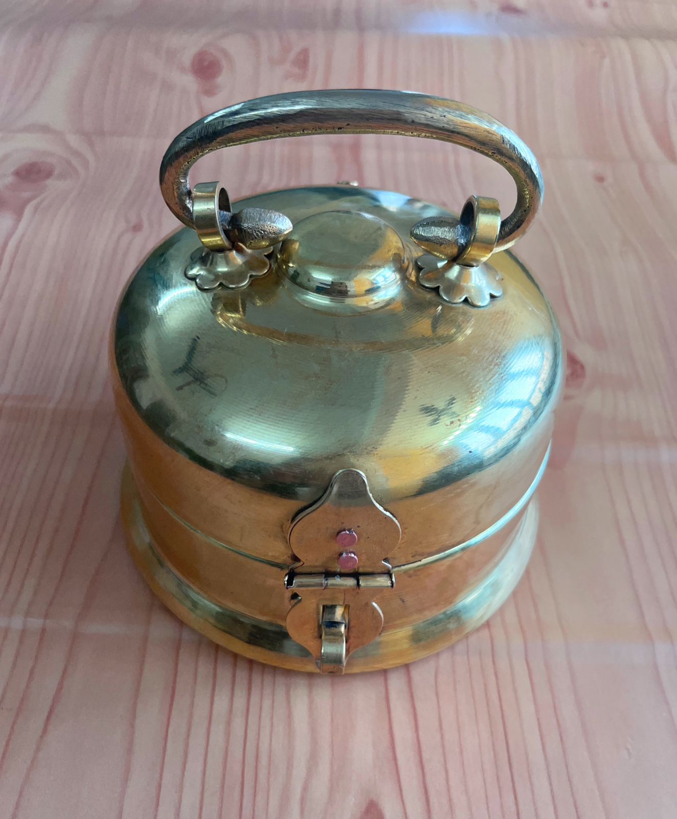 Vintage Brass Betel Nut Box - Pan Dabba - Bombay Antiques